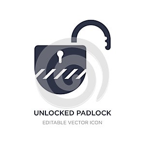 unlocked padlock icon on white background. Simple element illustration from Security concept
