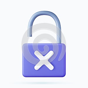 unlocked padlock icon with white cancel cross symbol