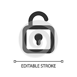 Unlocked padlock pixel perfect linear ui icon