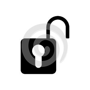 Unlocked padlock vector icon on white background
