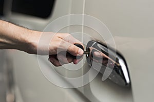 Unlocking a car door with a key