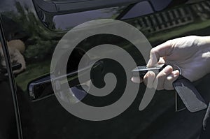 Unlocking a car with keyfob photo