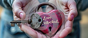 Unlocking Love A Heartshaped Lock And Key In The Hands Of A Couple