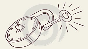 Unlocking Padlock with Key, Access and Solutions, vector design Generative AI