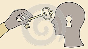 Unlocking Potential, Key to Knowledge and Mind, vector design Generative AI