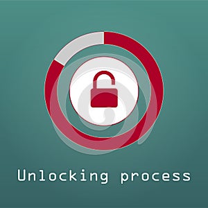 Unlocking process of personal data security decryption, login entrance concept, web vector illustration. vector illustration.