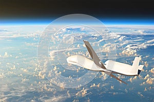 Unmanned aircraft flying in the upper atmosphere, the study of the gas shells of the planet Earth. Elements of this image