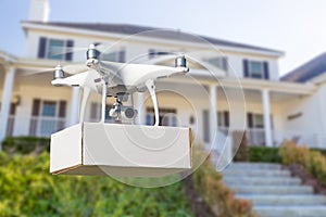 Unmanned Aircraft System UAV Quadcopter Drone Delivering Package