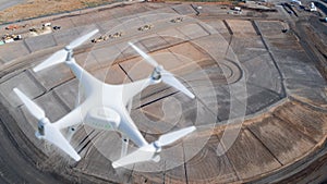 Unmanned Aircraft System UAV Quadcopter Drone Over Homes