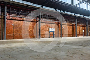 Unmanned, industrial style old warehouse building space.