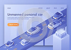 Unmanned Personal Car Banner. Future Technology