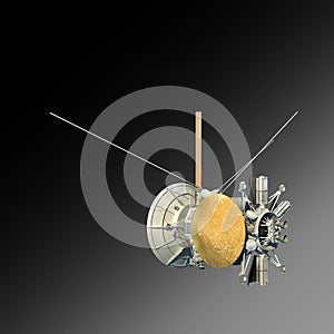 Unmanned spacecraft or satellite orbiter with clipping path