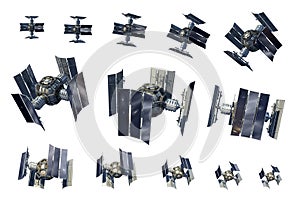 Unmanned spacecraft or satellite orbiter with clipping path