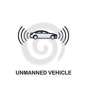 Unmanned Vehicle line icon. Thin style element from future technology collection. Outline Unmanned Vehicle icon for web design,