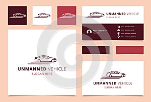 Unmanned vehicle logo design with editable slogan. Branding book and business card template.