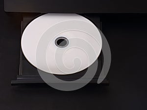 Blank DVD or CD in an Ejected Multimedia Player Tray