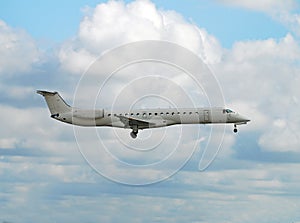 Unmarked white airplane