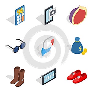 Unmarried icons set, isometric style