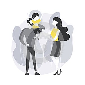 Unmarried parents abstract concept vector illustration.