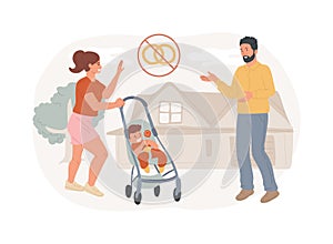 Unmarried parents isolated concept vector illustration.