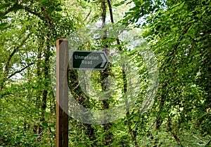 Unmetalled road sign