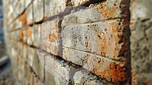 The unmistakable smell of fresh cement filling the air as the brick wall takes shape photo