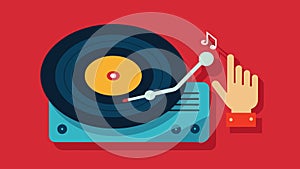 The unmistakable sound of a needle hitting vinyl a familiar and comforting sound to any vinyl enthusiast. Vector photo