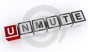 unmute word block on white photo