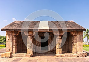 Unnamed empty temple building under blue cloudscape  Aihole  Karnataka  India