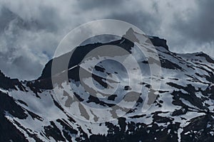 unnamed glacier peak covered in snow in spring