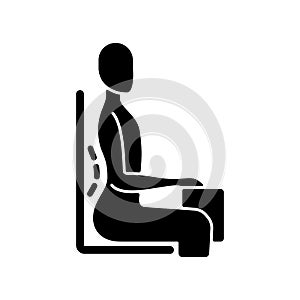 Unnatural sitting position black glyph icon