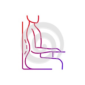 Unnatural sitting position gradient linear vector icon