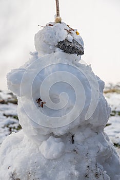 Unny snowman - close-up