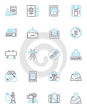 Unoccupied time linear icons set. Boredom, Downtime, Leisure, Idleness, Relaxation, Restlessness, Free-time line vector photo