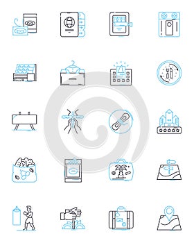 Unoccupied time linear icons set. Boredom, Downtime, Leisure, Idleness, Relaxation, Restlessness, Free-time line vector