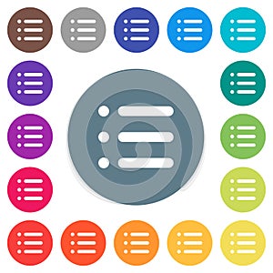 Unordered list flat white icons on round color backgrounds photo