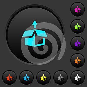 Unpack from box dark push buttons with color icons