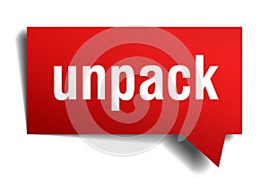 Unpack red 3d speech bubble