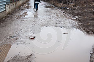 Unpaved muddy street