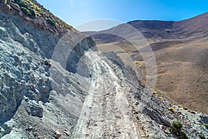 unpaved road in the South American Andes