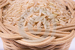Unpeeled rice in a basket