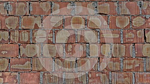 Unplastered brick and mortar wall background