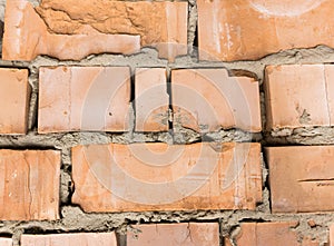 Unplastered brickwork close-up