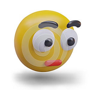 Unpleasantly surprised emoticon. Yellow head with staring eyes