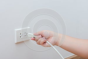 Unplug or plugged in concept