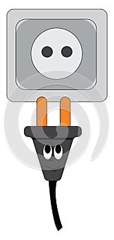 Unpluged plug with a smiling face vector illustration on a photo
