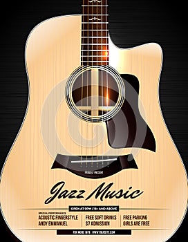 Unplugged Acoustic Guitar Jazz Concert Poster