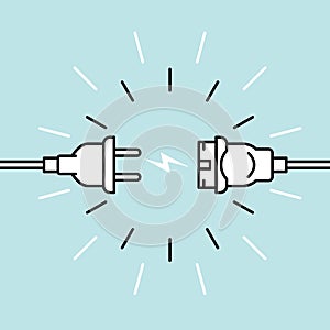 Unplugged electric plug and socket  - disconnection, loss of connect, bond opening