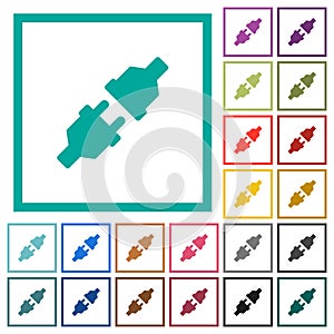 Unplugged power connectors flat color icons with quadrant frames