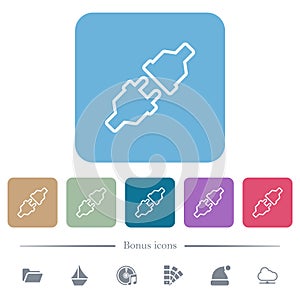 Unplugged power connectors outline flat icons on color rounded square backgrounds